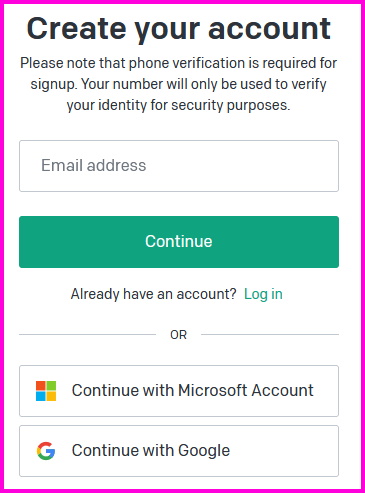 ChatGPT signup