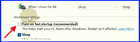turn off fast startup