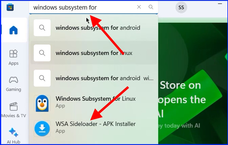 Windows subsystem for androids
